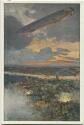 Postkarte - Zeppelin über Antwerpen