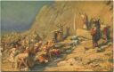 Die Heilige Schrift - Moses schlägt Wasser aus dem Felsen - Künstler-Ansichtskarte