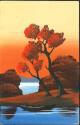 Postkarte - Handgemalt - Insel mit Bäumen