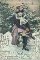 Postkarte - Frau mit Schlittschuhen