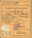 Ansichtskarte - Studentica - Legitimationskarte der Universität Freiburg - Sommersemester 1926