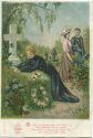 Postkarte - Trauer - Das Elterngrab ca. 1900