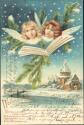 Postkarte - Weihnachten - Engel - Schnee - Prägedruck