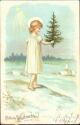 Postkarte - Weihnachten - Christkind mit Baum - Prägedruck