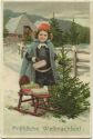 Postkarte - Fröhliche Weihnachten - Schlitten - Geschenke