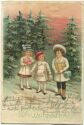 Postkarte - Fröhliche Weihnachten - Kinder im Schnee