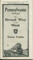 Time Table 1929 - Pennsylvania Railroad - The Broad Way to the West - Fahrplan