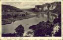 Postkarte - Rathen - Basteigebiet mit Elblauf
