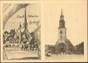 Postkarte - Die Marienkirche im 17. Jahrhundert und Marienkirche mit Lutherdenkmal