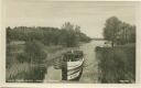 Flecken Zechlin - Kanal mit Motorboot - Foto-AK 1955