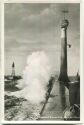Warnemünde - Mole im Sturm - Foto-Ansichtskarte