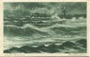 Postkarte - Warnemünde - Fährschiff ausfahrend