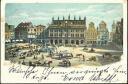 Postkarte - Rostock - Rathaus - Pferdestrassenbahn