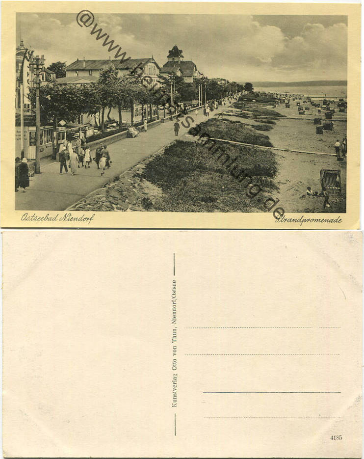 NIENDORF Ostsee alte Postkarte ~1940/50 Immenhof Biergarten Außen-Terrasse s/w