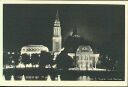 Ansichtskarte - Kiel - Theater und Rathaus bei Nacht