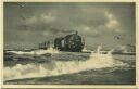 Postkarte - D-Zug im Sturm auf dem Hindenburg-Damm
