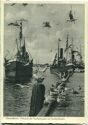 Postkarte - Bremerhaven - Ankunft der Fischdampfer