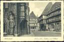 Postkarte - Halberstadt - Holzmarkt und Rathaus mit Roland