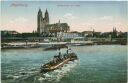 Postkarte - Magdeburg - Elbansicht mit Dom - Dampfer