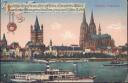 Coeln - Panorama - Binnenschiff - Postkarte