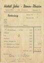 Bonn-Rhein - Hotel Jahr - Rechnung 1954