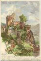 Burg Rheinstein - Künstlerkarte signiert C. Pfaff