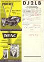 QSL - Funkkarte - DJ2LB - 58300 Wetter-Volmarstein - 1959 - Werbung Pertrix DEAC Batterien