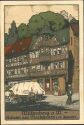 Miltenberg am Main - Häuser am Marktplatz - Künstlerkarte Stein-Zeichnung