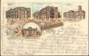 Postkarte - Gruss aus Karlsruhe- Festhalle Hoftheater - Malschbrunnen