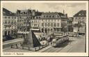 Postkarte - Karlsruhe - Pyramide auf dem Adolf Hitler Platz - Strassenbahn