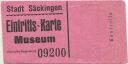 Stadt Säckingen - Museum - Eintrittskarte