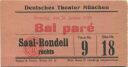 Eintrittskarte - Deutsches Theater München - Samstag 26. Januar 1929
