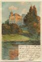 Schloss Berg - Künstlerkarte signiert R. Lipps