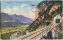 Postkarte - Mittenwald - Bahn - Tunnel an der Wand Nr. I