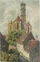 Augsburg - St. Ulrichkirche von Osten - Aquarell-Kunstkarte