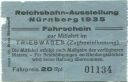 Reichsbahn Ausstellung - Nürnberg 1935 - Fahrschein