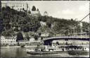 Passau - Hängebrücke und Oberhaus - Binnenschiff Hohenau - Foto-AK