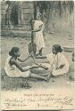 Postkarte - Bengali girls grinding rice