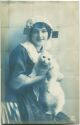 Postkarte - Belgien - Tracht - Frau mit Katze