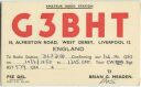 QSL - QTH - Funkkarte - G3BHT - Great Britain
