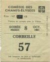 Paris - Comedie des Champs-Elysees 1963 - Corbeille NF 13