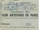 Paris - Theatre des Champs-Elysees - Tournoi du Club Artistique de Paris - La Place 15,00NF 1960
