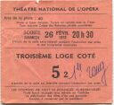 Paris - Theater national de l' Opera - Prix de la place 40 1972