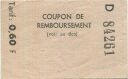 Coupon de Remboursement 0,60F - remboursables pour achat minimum de 15F