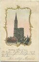 Postkarte - Strassburgim Elsass - Münster - Prägedruck