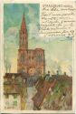 Postkarte - Strassburg - Münster - signiert F. Hoch