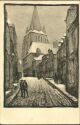 Vervins - Kirchenstrasse mit Kirche - Künstlerkarte Karl Lotze