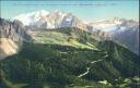 Ansichtskarte - Die Dolomitenstrasse am Pordoijoch mit Marmolata