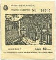 Municipio di Vicenza - Teatro Olimpico - Eintrittskarte Lire 50.- 