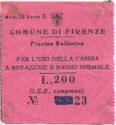 Comune di Firenze - Piscino Bellariva - Eintrittskarte
